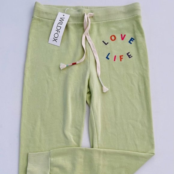 WILDFOX Love  Life Jack Coordinating Ankle Crop Pants Shadow Lime - Picture 2 of 4